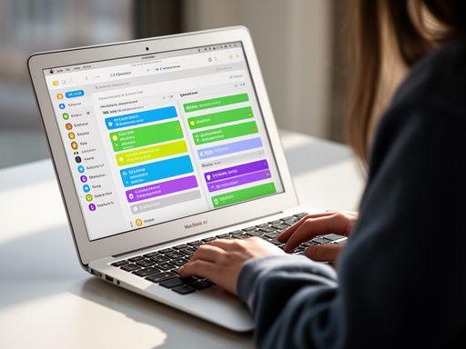 Student using Things 3 with color-coded visual organization for academic deadlines on a MacBook Air